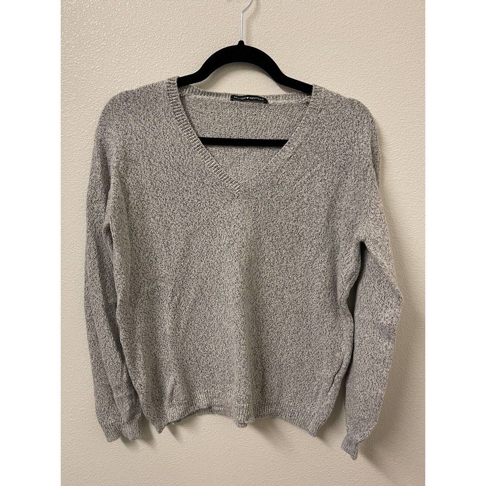 BRANDY MELVILLE sweater one size grey v-neck cotton blend​​​